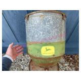 Old John Deere Metal Grain Bin w/ Lid