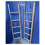 2 Wooden 5.5ft Rustic Ladders, Cut Down