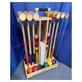 Croquet Game Set w/Wood Stand