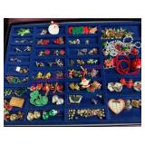 Tray of Assorted Christmas-Themed Jewelry