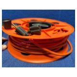 Orange 100ft Ext Cord on Reel, 16-Gauge Wire