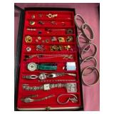 Vtg Watches & Jewelry in 8x14 Display Case #1