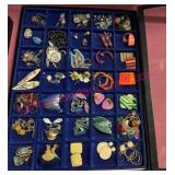 Vtg Jewelry in 12x14 Blue Display Case #1