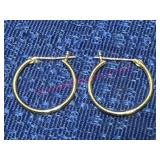 14k Yellow Gold Hoop Earrings, 0.4 Grams