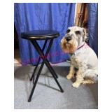 Black Folding Stool w/ Padded Seat