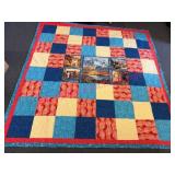 Colorful Patchwork Quilt w/ Wildlife 7ft x 7.25ft