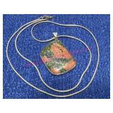 Stone Pendant w/ 24in Sterling Snake Necklace