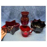 Reg Glassware Lot w/ Red & Black Pieces