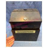 Black Metal Suggestion Box w/ Lock (no key)