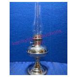 Rayo Silver-Toned Oil Lamp w/ Glass Chimney
