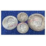 4 Silver US Coins, 90% Silver