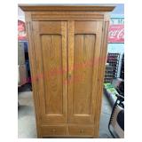 Circa 1900 Heavy Oak Wardrobe (one piece)