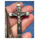 Sterling & Ebony Crucifix w/ Leather Pouch