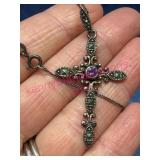 Sterling Silver Amethyst Cross Necklace