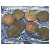 8 Antique US Large Cents Collection