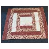 Handmade 3ft x 3ft Quilt w/ Red Floral Design