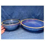 Blue Crock Pie Plate & Bowl