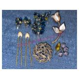 Vtg Brooches -Earrings -Hairpins