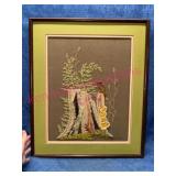 Framed Embroidered Chipmunk Artwork