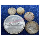 5 Foreign Silver Coins, 34.3g