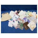 18 Hankies & Vtg USA Fabric Purse
