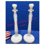 Pair: Old Aladdin Glass Lamp Bases, 14in