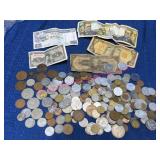 Foreign Money Collection w/ Coins & Banknotes