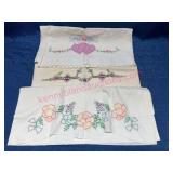 3 Embroidered Pillowcases w/ Floral Designs