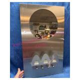 Stainless Steel Magnetic Wall Mirror w/ Hooks #2