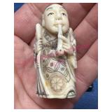 Hand-Carved Netsuke Figure w/Intricate Detail