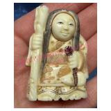 Hand-Carved Netsuke, Rotating Face, Signed