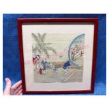 Framed Hand-Painted Artwork w/Children Scene