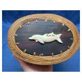 Woven Box w/ Dolphins Carving on Lid