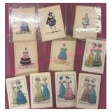 Vtg 14 Fashion Illustration Prints