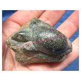 Inuit Small Carved Turtle on Rock Sculpture