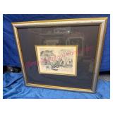 Framed Lionel Barrymore Etching, Old Red Bank