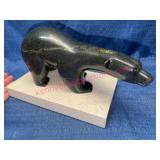 Inuit Signed Sculpture of a Polar Bear on Base