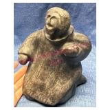 Inuit Carved Stone Sculpture of a Kneeling Figure