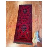 Smaller Handwoven Red & Blue Wool Rug