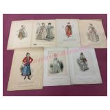 8 19th-Century French Costume Prints