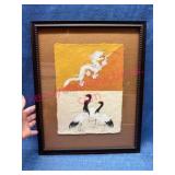 Framed Artwork of Dragon & Cranes