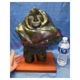 Inuit Carved Figurine on Wooden Base