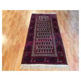 Hand-Knotted Wool Rug w/ Geometric Design