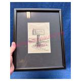 Framed Pen & Ink Art by H. M. Copp