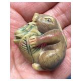 Carved Netsuke Rabbit w/ Cabbage
