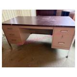 Metal Desk w/Wood Laminate Top & Drawers