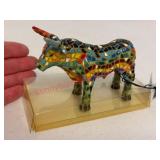 Barcino Mosaic Bull Figurine w/ Tag