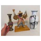 Resin Statue, Ceramic & Mosaic Vase Group