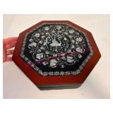 Octagonal Lacquer Box w/Inlay Details
