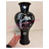 Black Decorative Vase w/Abalone Inlay